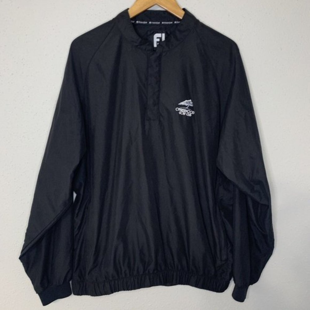 FootJoy Jacket Large Black Pullover 1/4 Snap Golf Casual Windbreaker Lightweight